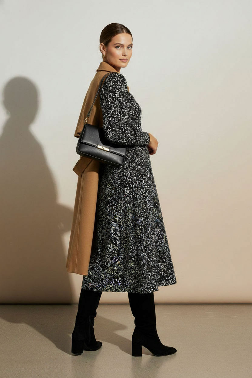 Florence Floral Printed Dress - Black