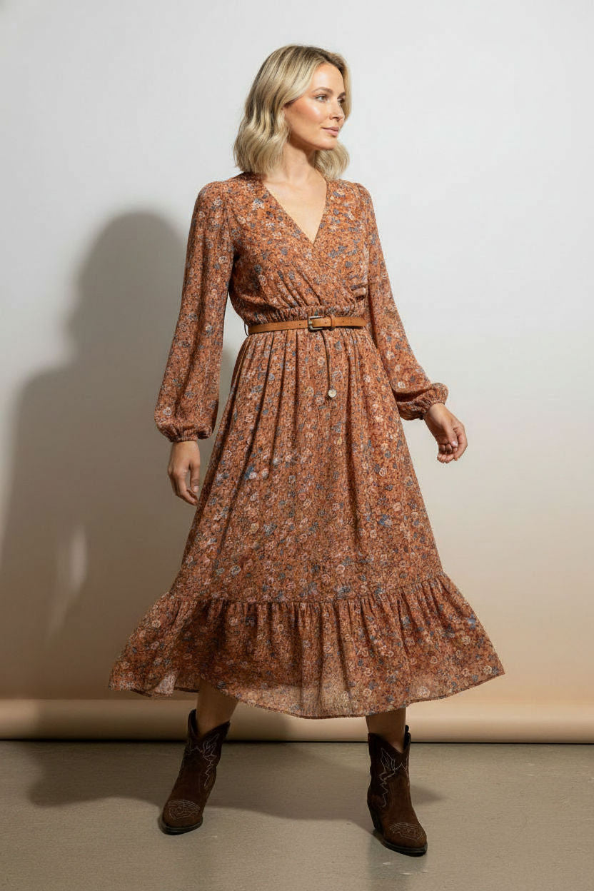 Nicole Floral Dress - Orange
