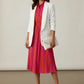 Annie Longline Blazer with Ruched Sleeves - White
