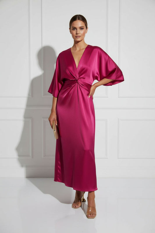Dorah Satin Maxi Dress - Fuchsia