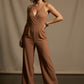 Mia Tan V Neck Spaghetti Strap Jumpsuit