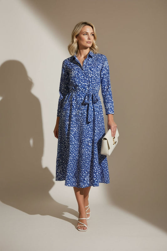 Stacey Blue Button Up Dress