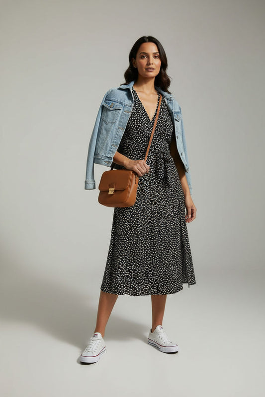 Lucy Floral Print Dress - Black