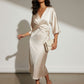 Dorah Satin Maxi Dress - Beige