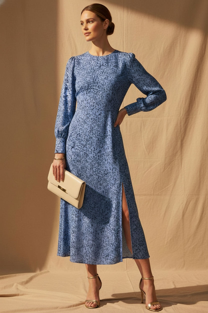 Florence Floral Printed Dress - Blue