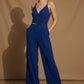 Mia V Neck Spaghetti Strap Jumpsuit - Navy