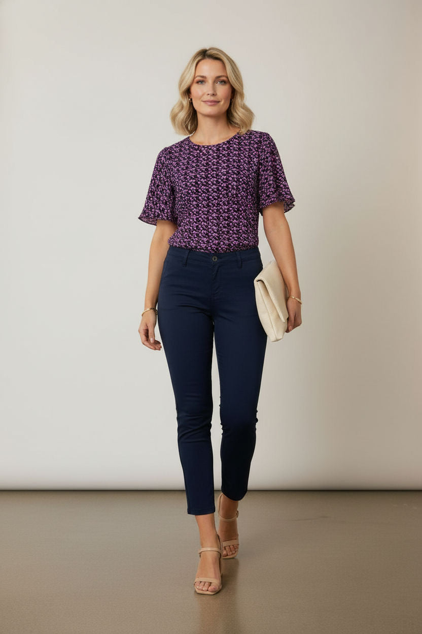 Martina Trousers with Front Pockets - Navy
