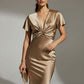 Lorna Satin Midi Dress - Gold