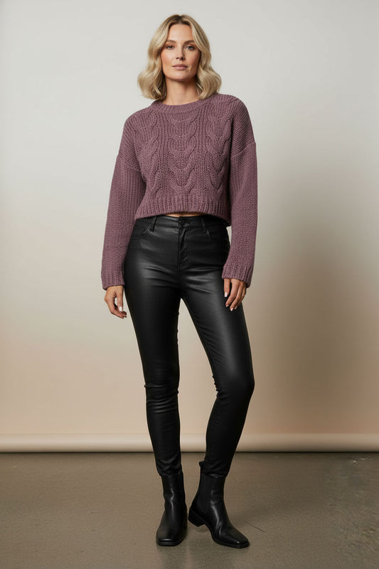 Alora Faux Leeather Trousers - Black