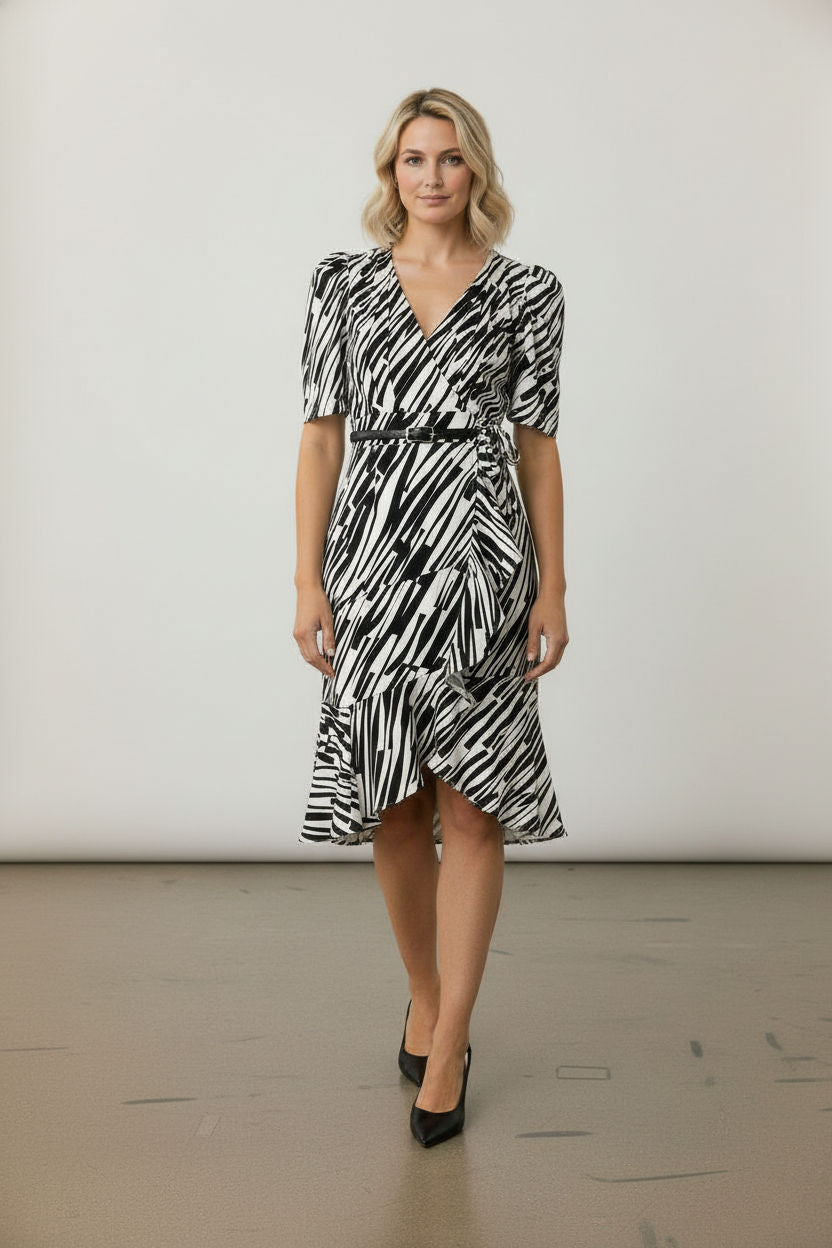 Zoe Black and White Midi Dress