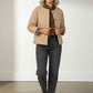 Emily Puffer Jacket with Pockets and Animal Print Details - Beige