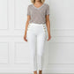 Vera Wide Leg Buttoned Trousers - White