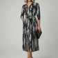 Kelly Maxi Pattern Shirt Dress with Pockets - Black and White