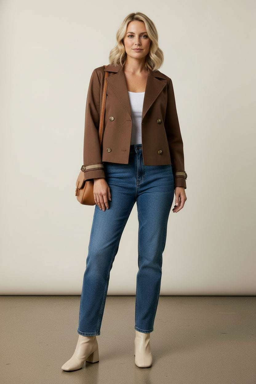 Ciara Button Down Midi Trench Coat - Brown