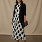 Talia High Neck Polka Dot Pleated Dress - White