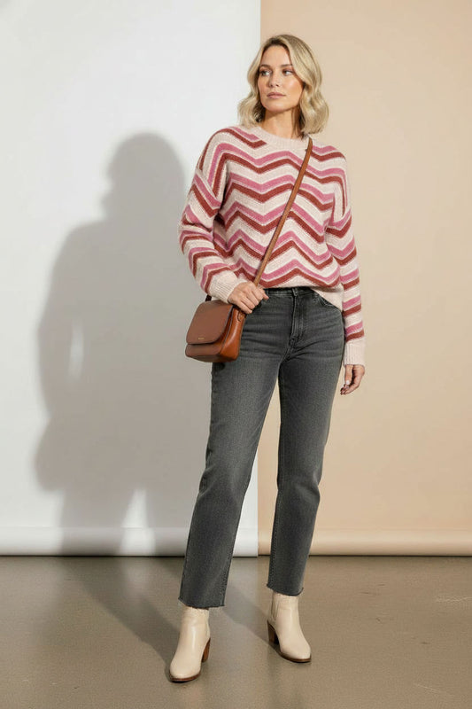 Kitty Striped Jumper - Pink
