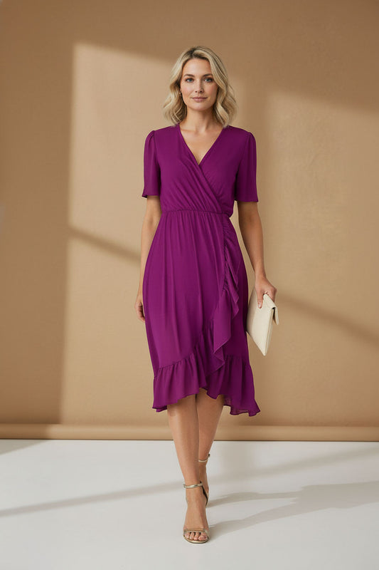 Sonya Ruffle Dress - Magenta
