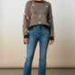 Helen heart print stripped jumper - Brown