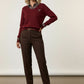 Veronica collar jumper with heart print - Burgundy