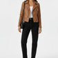 Siobhan Crop Faux Leather Jacket - Brown