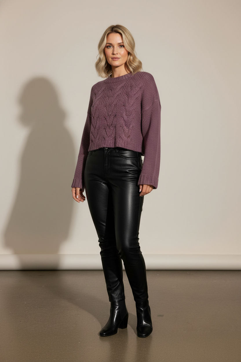 Carla Dusty Purple Soft Hand Chunky Knitted Wool Jumper