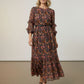 Lucy Ruffle Printed Dress - Black