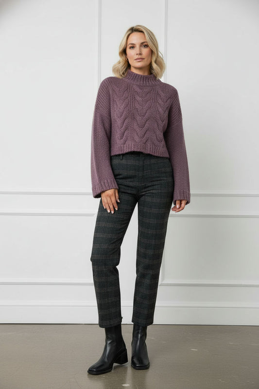 Tailored Check Wool Trousers - Dark Grey