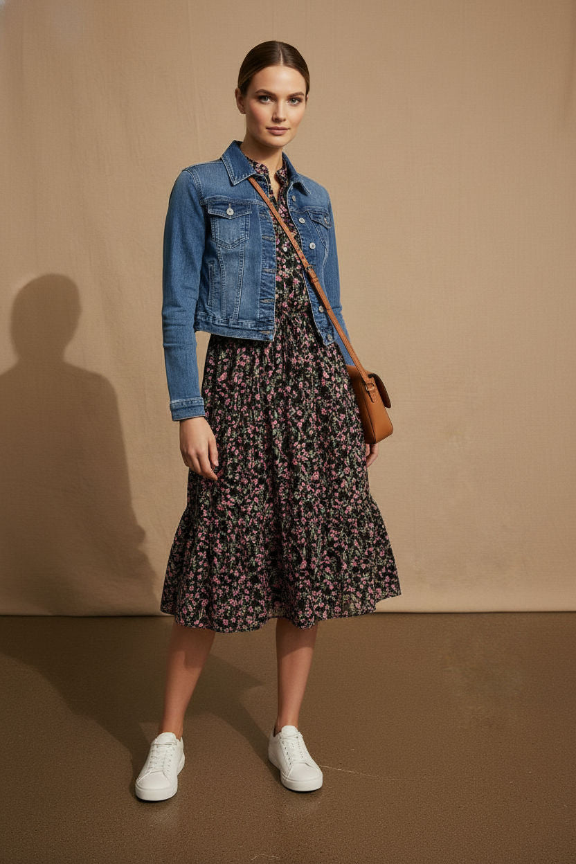 Jenny Crop Denim Jacket - Blue