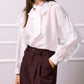 Norah Bowknot Blouse with Ruffle Sleeves - White