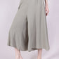 Deborah Wide Leg Capri Pants with Elasticated High Waist - Green