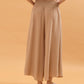 Deborah Wide Leg Capri Pants with Elasticated High Waist - Beige