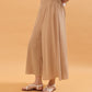 Deborah Wide Leg Capri Pants with Elasticated High Waist - Beige