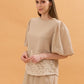 Nadine Balloon Sleeve Linen Top - Beige