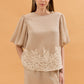 Nadine Balloon Sleeve Linen Top - Beige