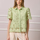 Jessy Buttoned Lace Top - Green