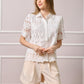 Jessy Buttoned Lace Top - White