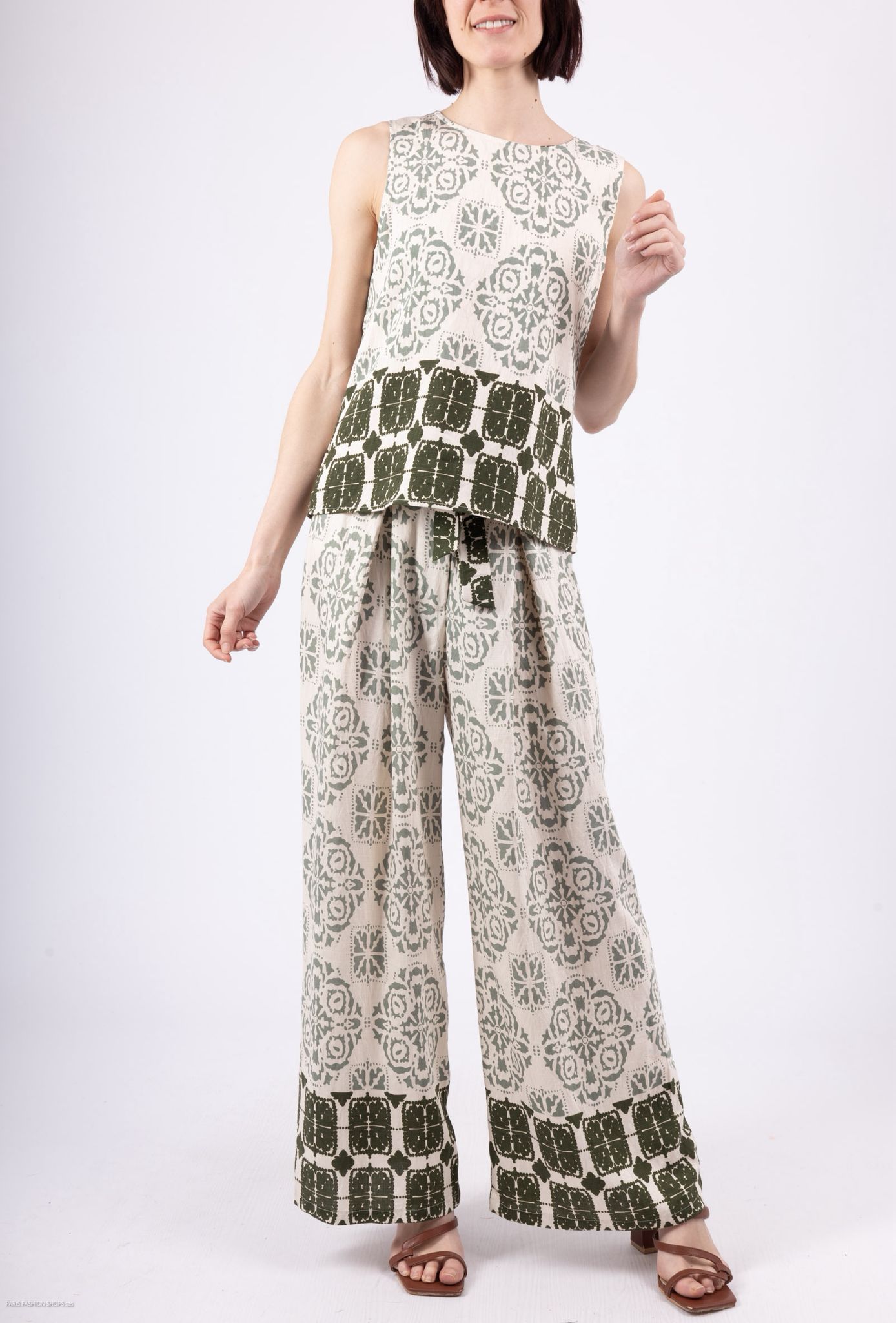 Joyce Printed Summer Set - Olive Green