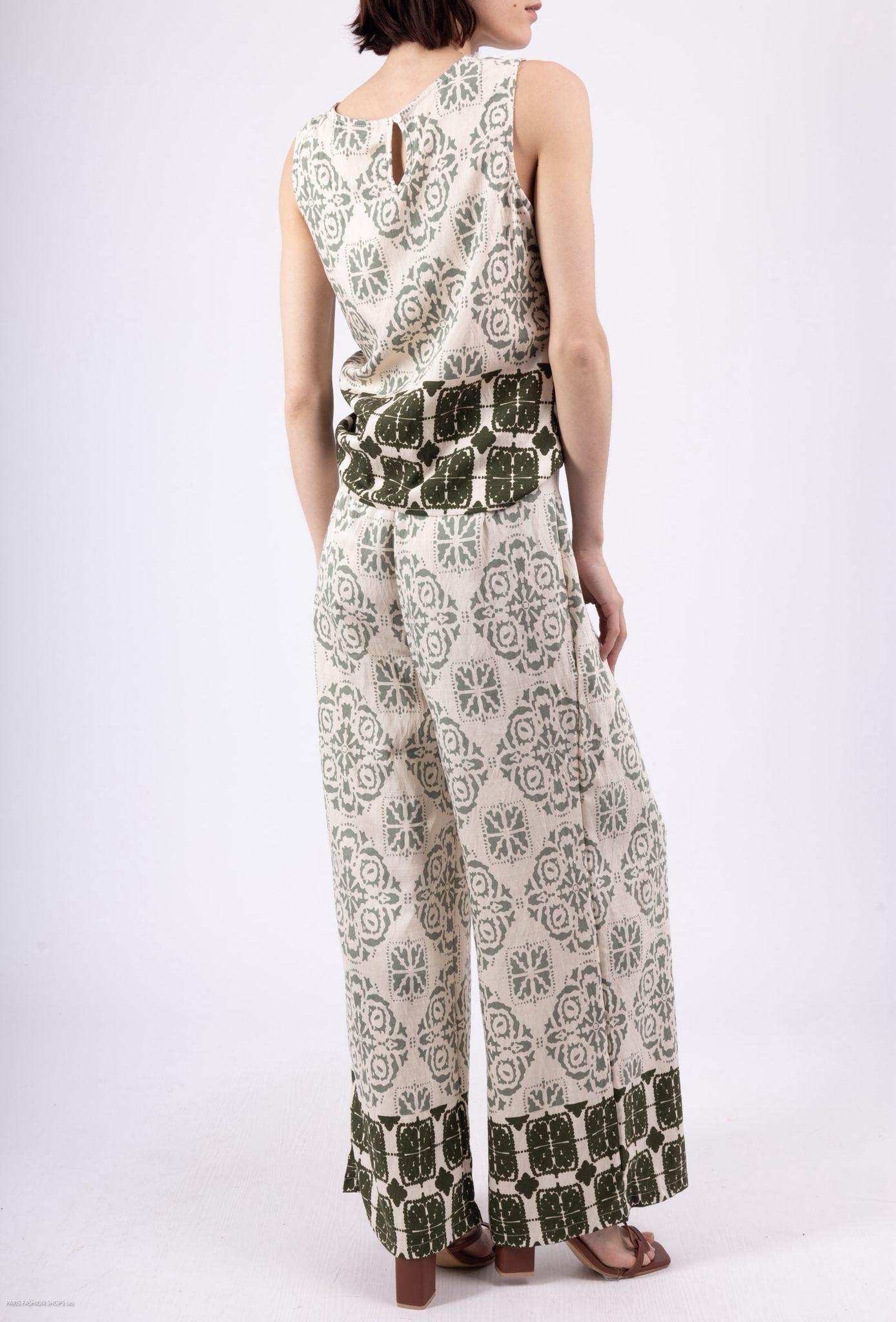 Joyce Printed Summer Set - Olive Green