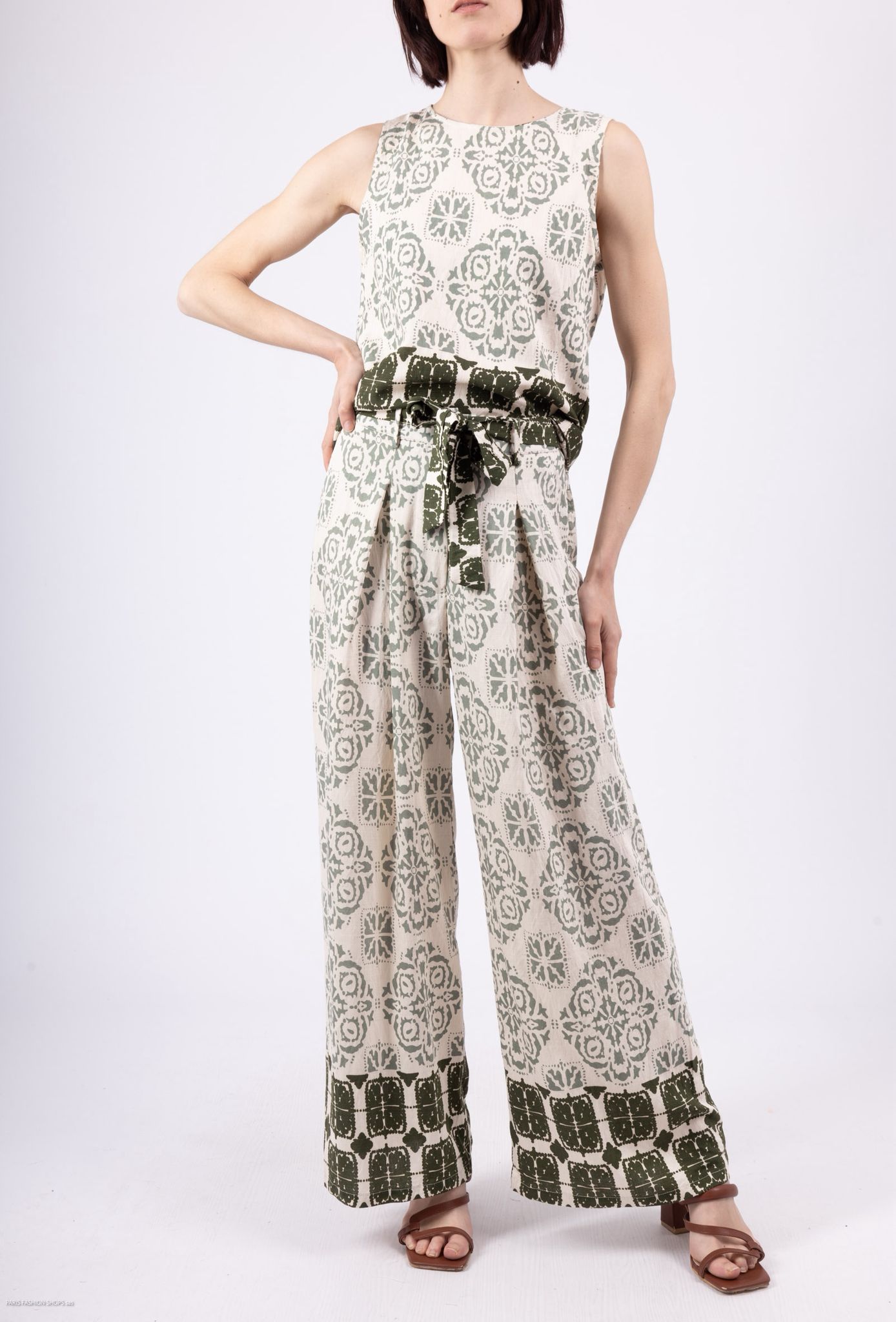Joyce Printed Summer Set - Olive Green