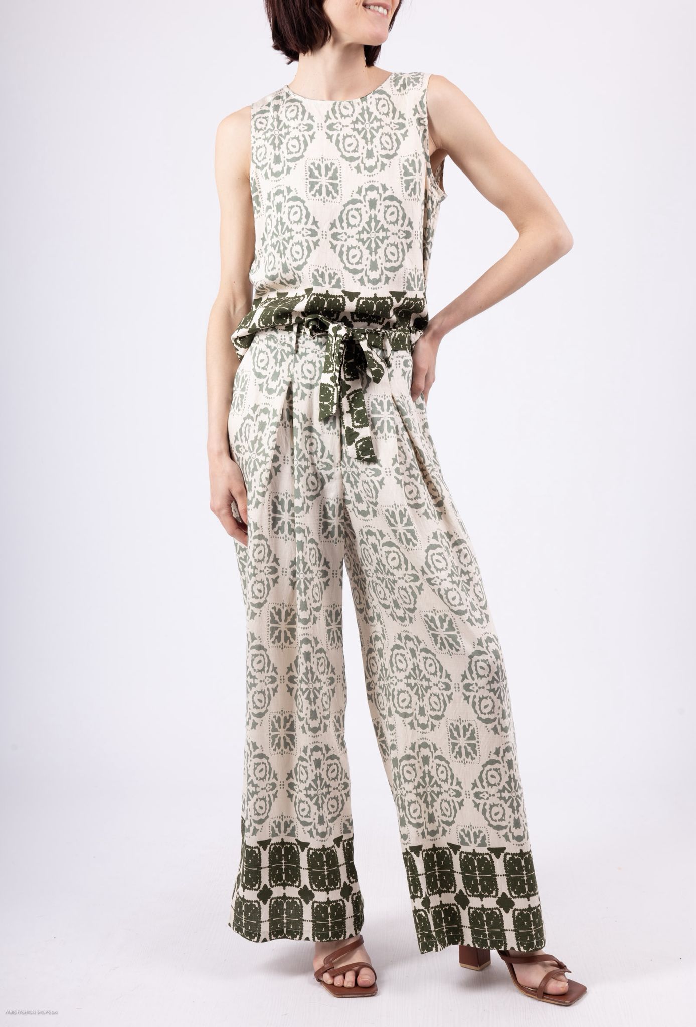 Joyce Printed Summer Set - Olive Green