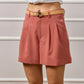 Emma Belted Tailored Shorts - Terracota