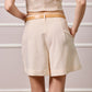 Emma Belted Tailored Shorts - Beige