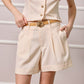 Emma Belted Tailored Shorts - Beige