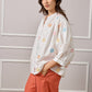 Aurora Embroidered Print Button Up Blouse - White