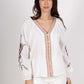 Charlie Embroidered Button Up Blouse - White