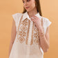 Maya Embroidered Button Up Shirt - Beige