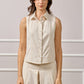 Eva Button Up Gilet - Beige