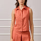 Eva Button Up Gilet - Terracota