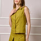 Eva Button Up Gilet - Olive Green