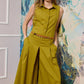 Eva Button Up Gilet - Olive Green